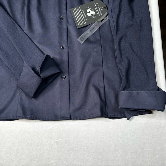 New Anatomie Womens Navy Alida Button Down Poplin Shirt Stretch Quick Dry Sz L - Picture 5 of 12